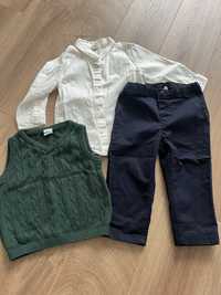 Официален комплект за момче риза, панталон, елек  9-12м HM