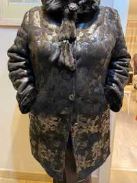 Дамско зимно палто от естествена кожа и пух