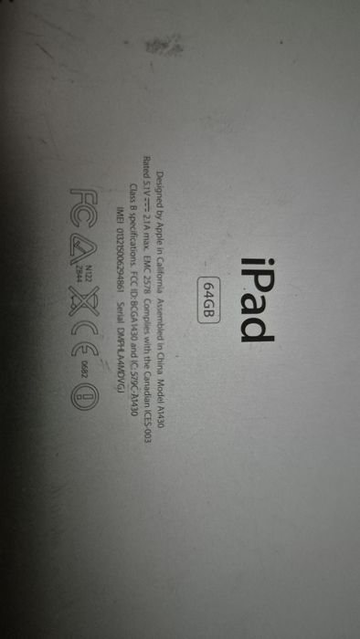 ipad model a1430 64 gb generatia 2