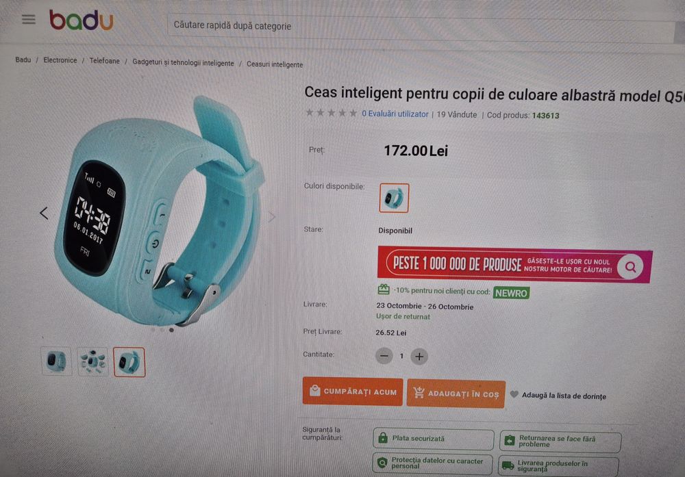 Ceas inteligent cu Gps pentru copii Q 50 albastru