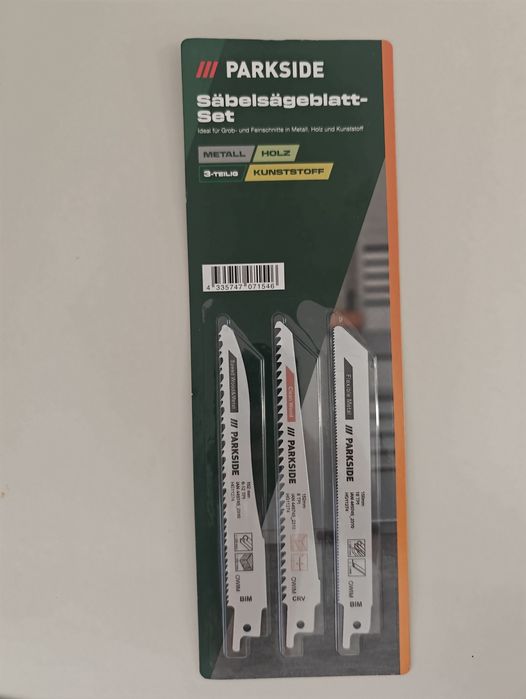 Set 3 panze lemn metal plastic Parkside tăiat lame