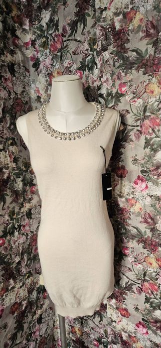 дълъг плетен пуловер Asos тип рокля с дантела