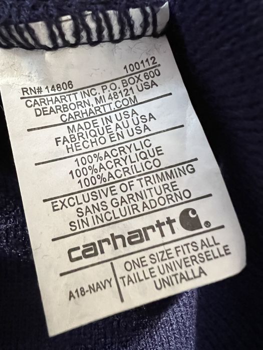 carhartt navy blue embroided logo beanie caciula