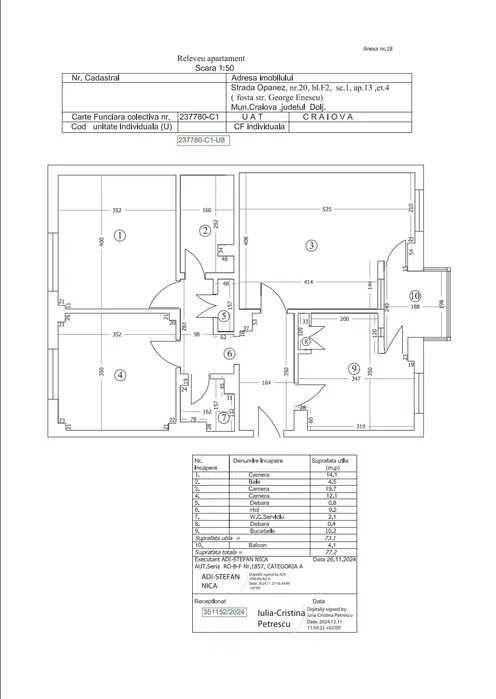 Apartament 3 camere George Enescu (Amaradia, Energetic) Boxa