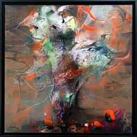 Pictura de colectie semnata KLOSKA vas cu flori fantastic abstract