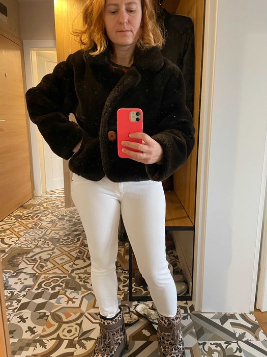 Палто TEDDY BEAR  с косъм, пухено палто от еко кожа, размер С или М