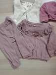 Set bluza+pantaloni+vesta+căciulă stil turban 6-9 luni
