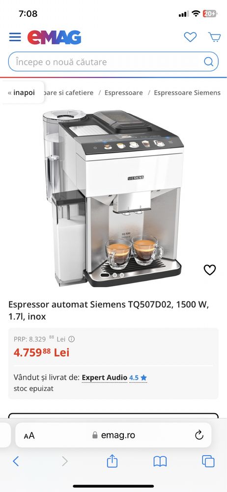 espressor automat siemens tq507d02