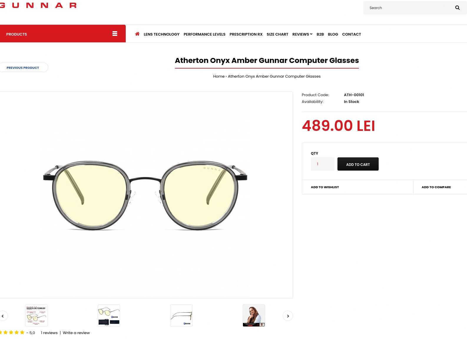 Ochelari Gaming Protectie Calculator Gunnar Atherton  Onyx  Clear NOU