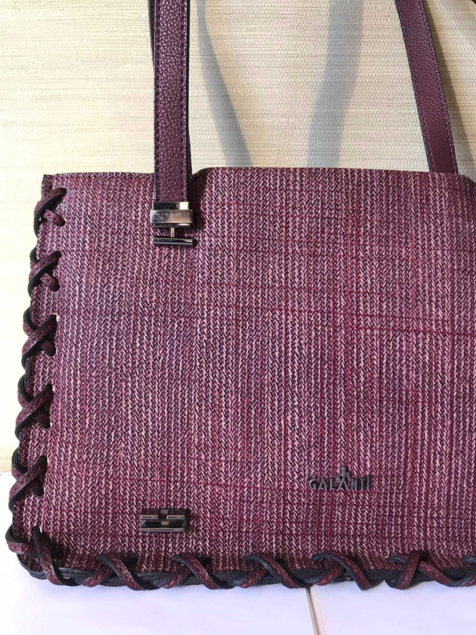 дамска кожена чанта 3 в 1 - НОВА - цвят бордо