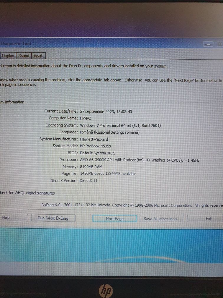 Vand laptop HP ProBook 4535s