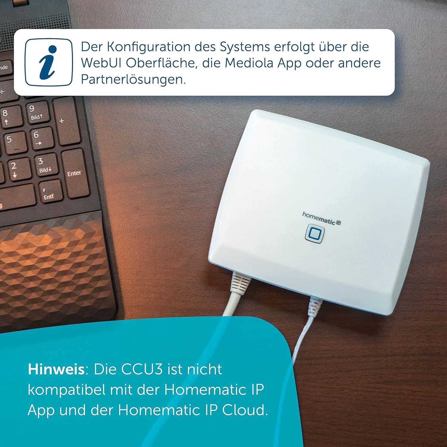 Hub Homematic CCU3 151965A0 cu licență Mediola AIO Creator NEO, alb