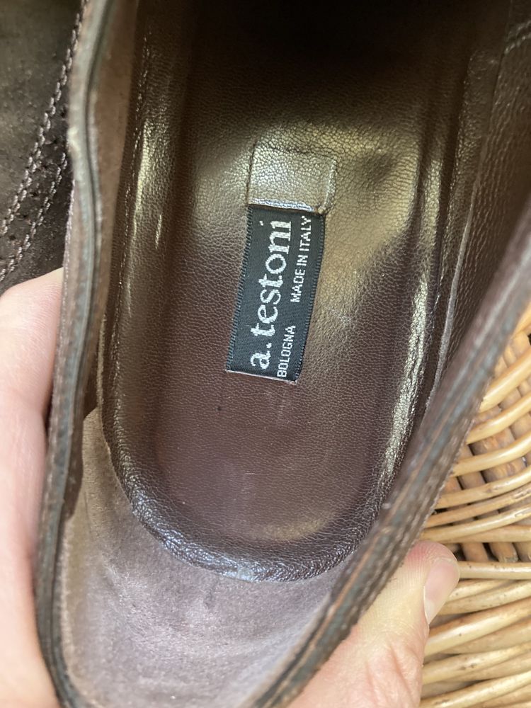 Pantofi a.testoni piele intoarsa maro nr 44