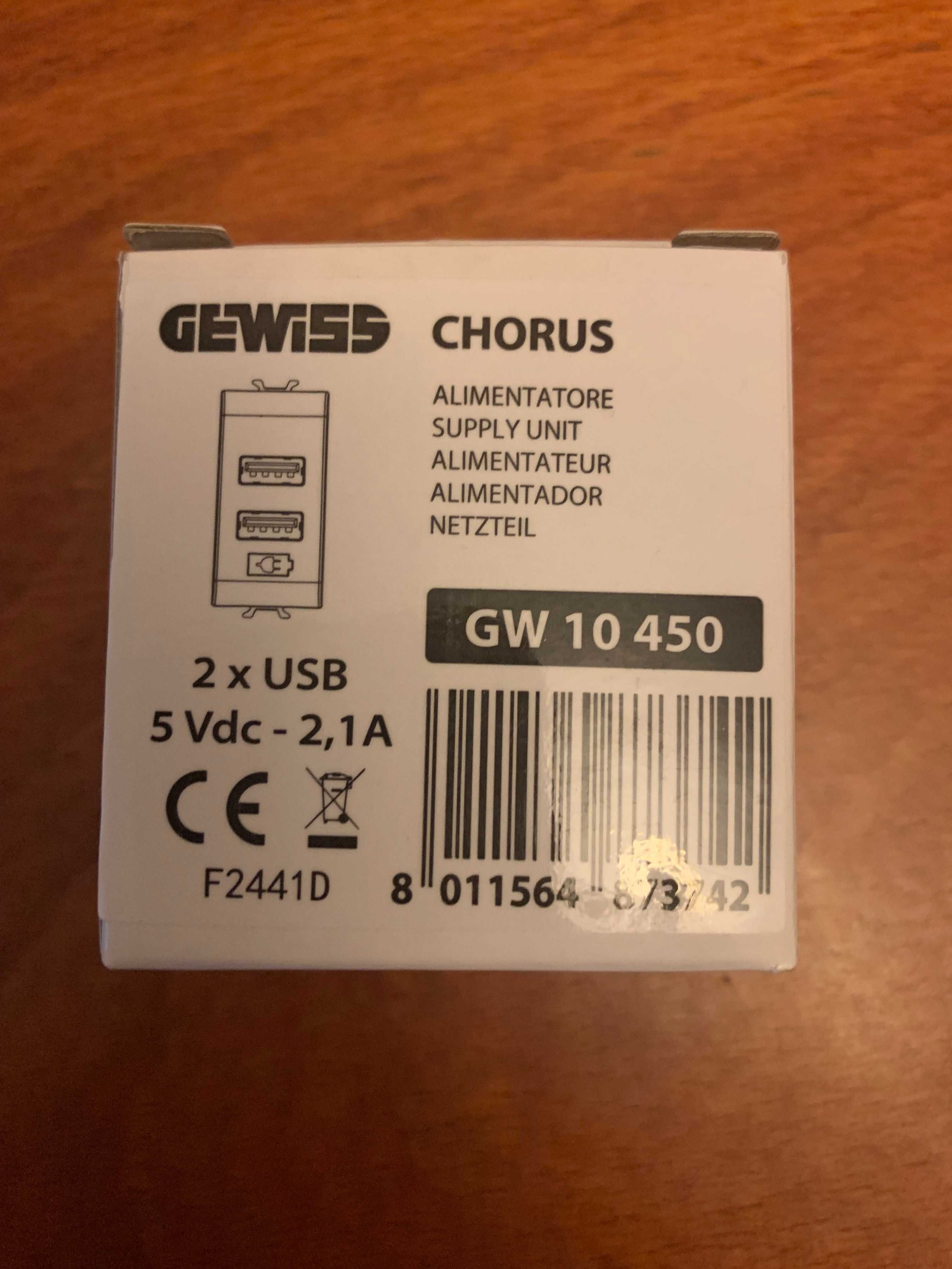 Priză 2xUSB Gewiss Chorus, GW 10450