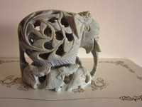 cadou Feng Shui familie 8 Elefanti sculptura marmura vintage India'80