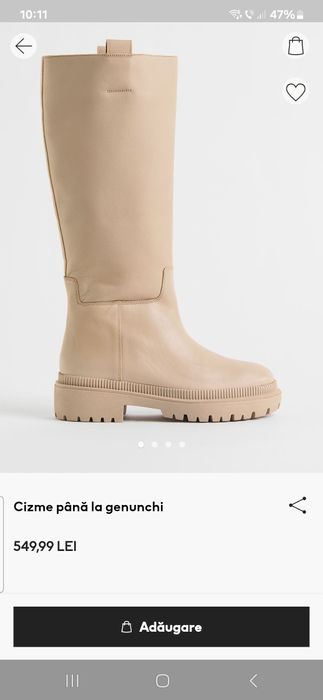 Cizme de piele pana la genunchi H&M