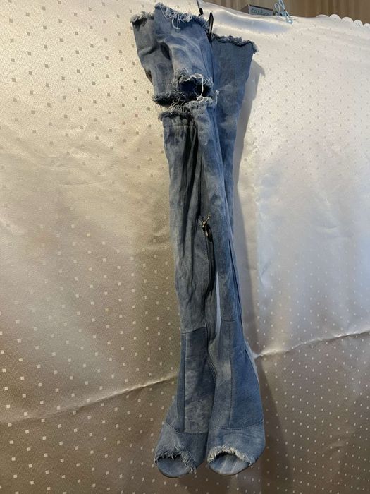 Дънкови високи ботуши