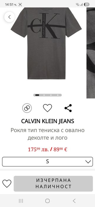 Calvin Klein Jeans рокля тип тениска 100 % памук
