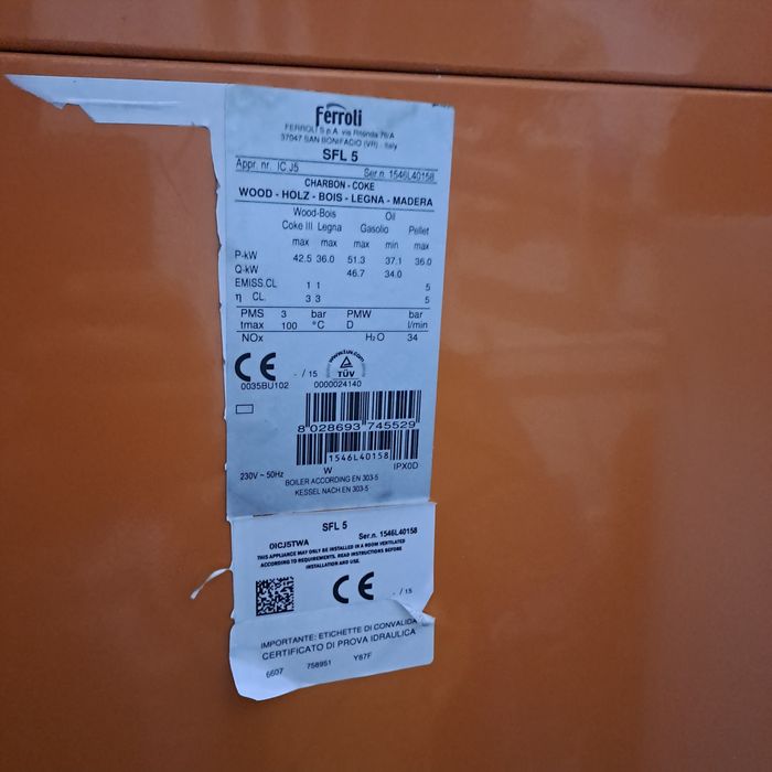 Cazan lemne, peleti, cărbune. 36 kw