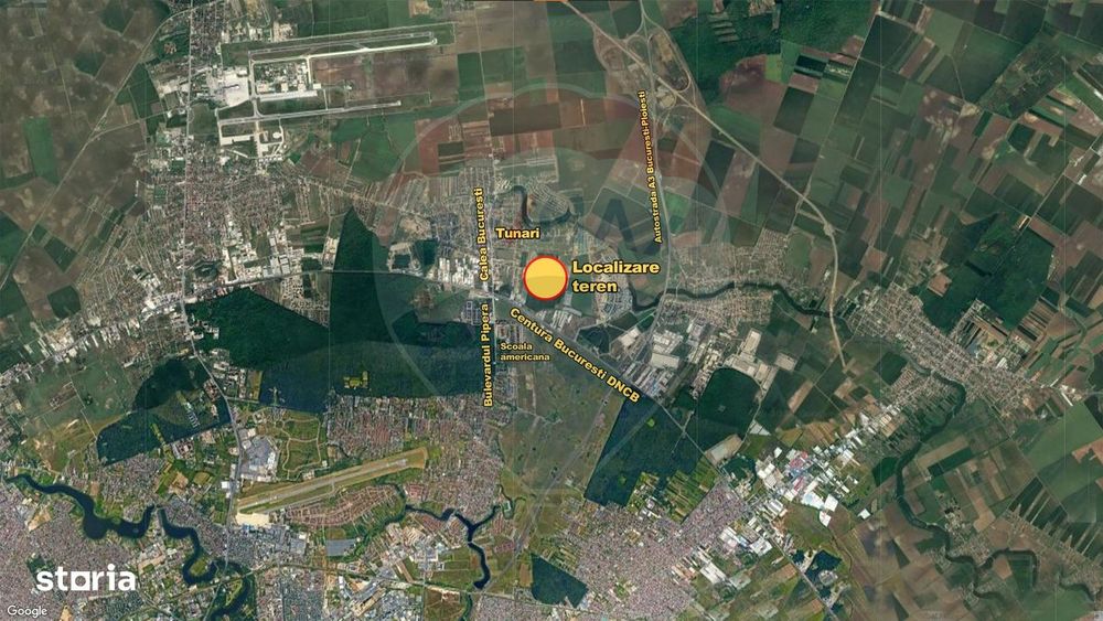 Teren 18200mp deschidere 30 m, Centura Bucuresti Tunari