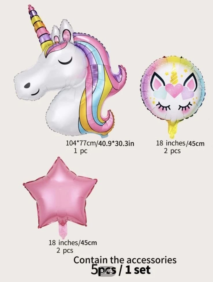 2 Seturi (1 balon forma unicorn și 4 forme)