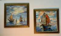 Set 2 tablouri tema marina semnate.50/50 cm