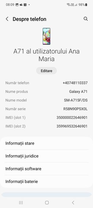 Vand Samsung A 71
