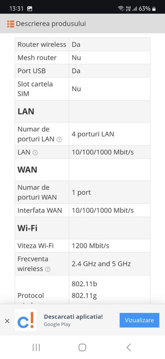 Vind router wireless TP link Archer C5 Ac 1200 ca nou!!!