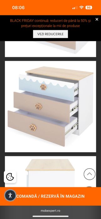 TEDDY Comodă copii, 3 sertare Mobexpert