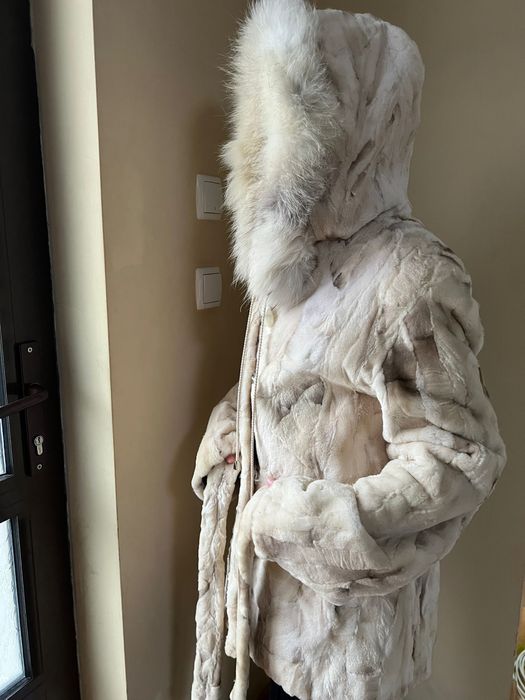 Haină din blană naturală de nurcă – model patchwork S-M