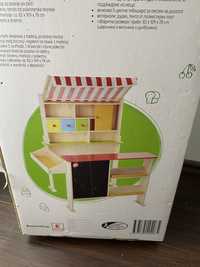 Magazin lemn copii cu casa de marcat si accesorii