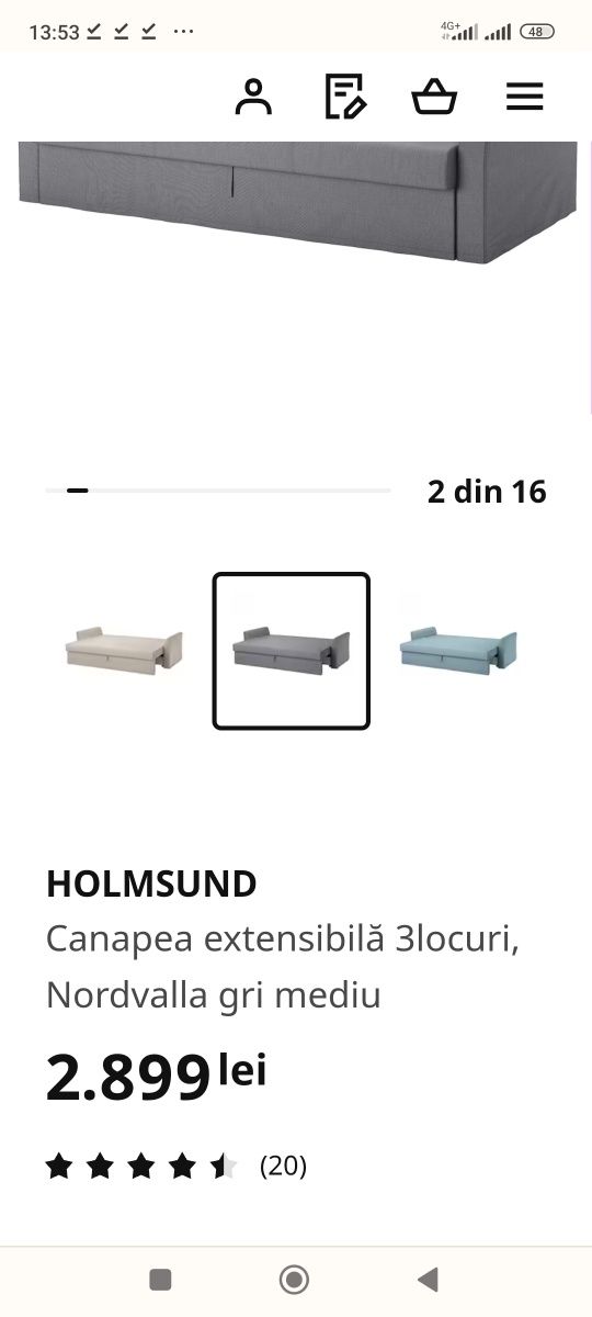 Vând canapea Holmsund gri foarte puțin folosită
