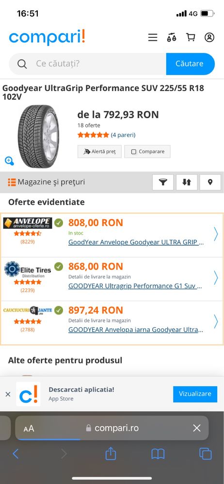 anvelopa goodyear 225/55/r18 iarna