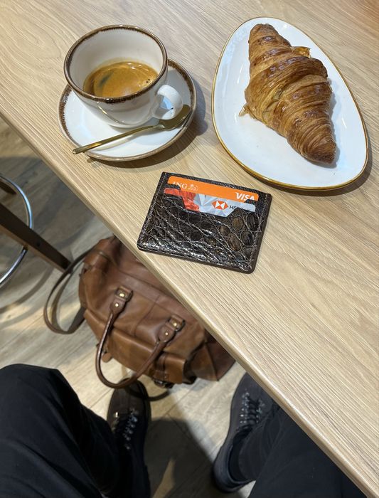 Portcard de lux din piele naturala - crocodil si piele Dollaro