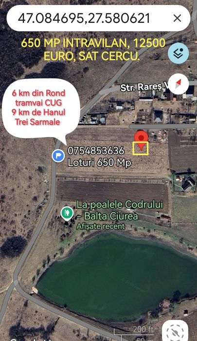 Bucium-Balta Ciurea , 650MP=14500 EURO , 99.9 %  acces pe asfalt !!!