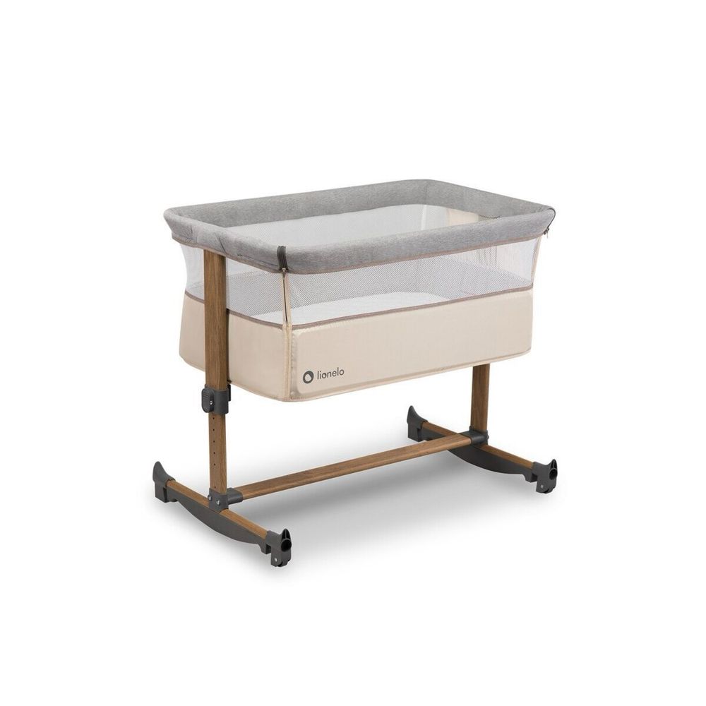 Pătuț co-sleeper Lionelo cu balansare+protectii saltea+cearsafuri