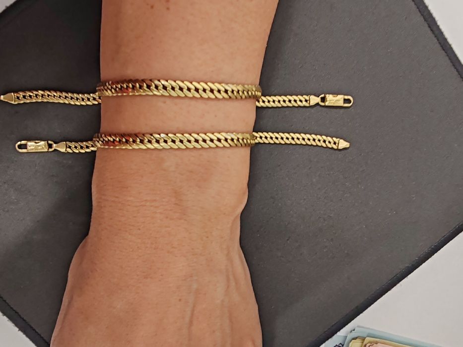 2 brățări cuban Italia Aur 18k Gr 7,46 Gr 7,15 cod unic 823, 824