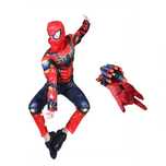Set costum si manusa lansator cu 7 ventuze burete  Spiderman, 3-5 ani