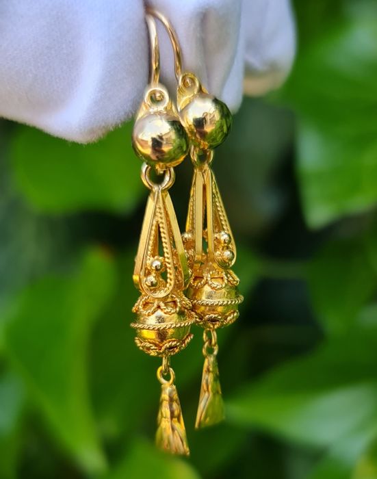 Cercei aur galben 18k cu filigran