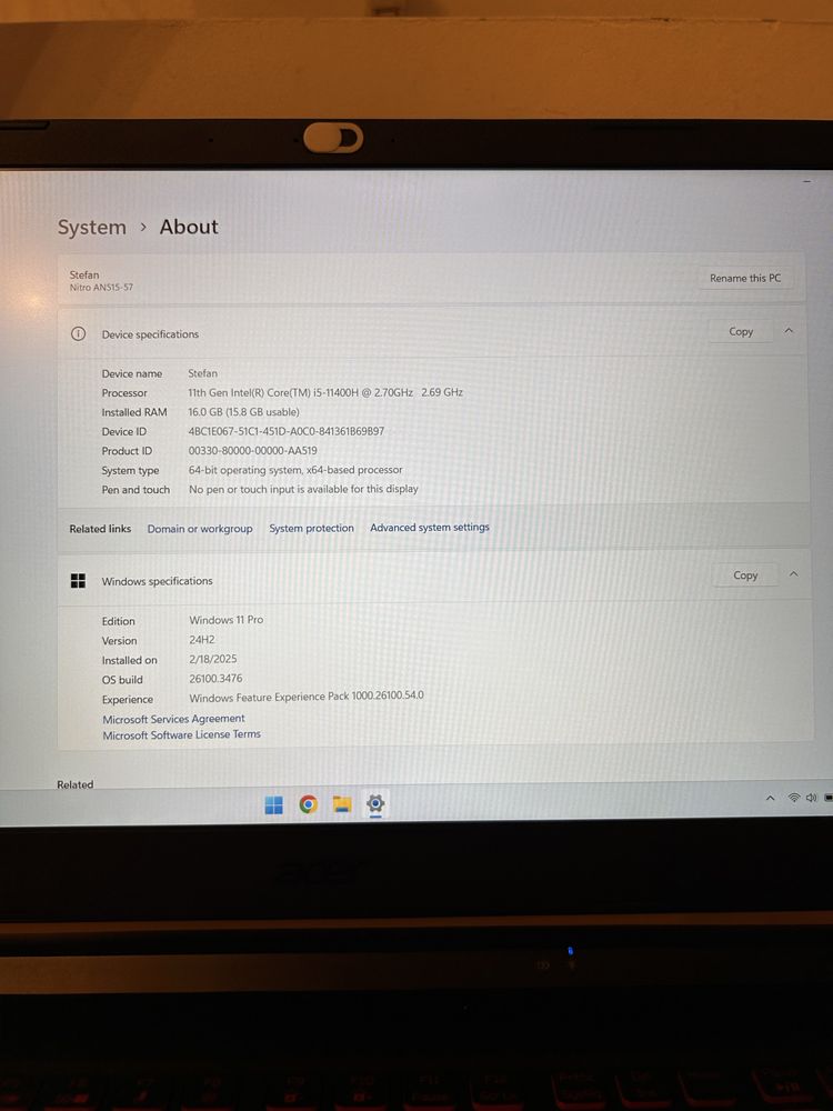 Laptop Gaming Acer Nitro - 144Hz - RTX 3050 TI - i5-11400H - 16 GB RAM