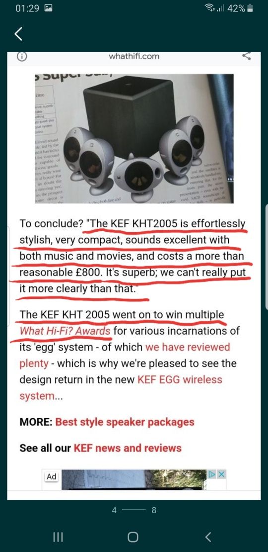 6 stative originale KEF pentru sateliti EGG. Am si 10 sateliti Kef ..