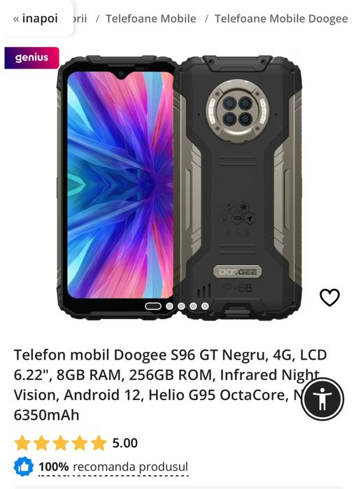 Doogee S96 GT, LCD 6.22", 256GB ROM, Sigilat, Transport INCLUS