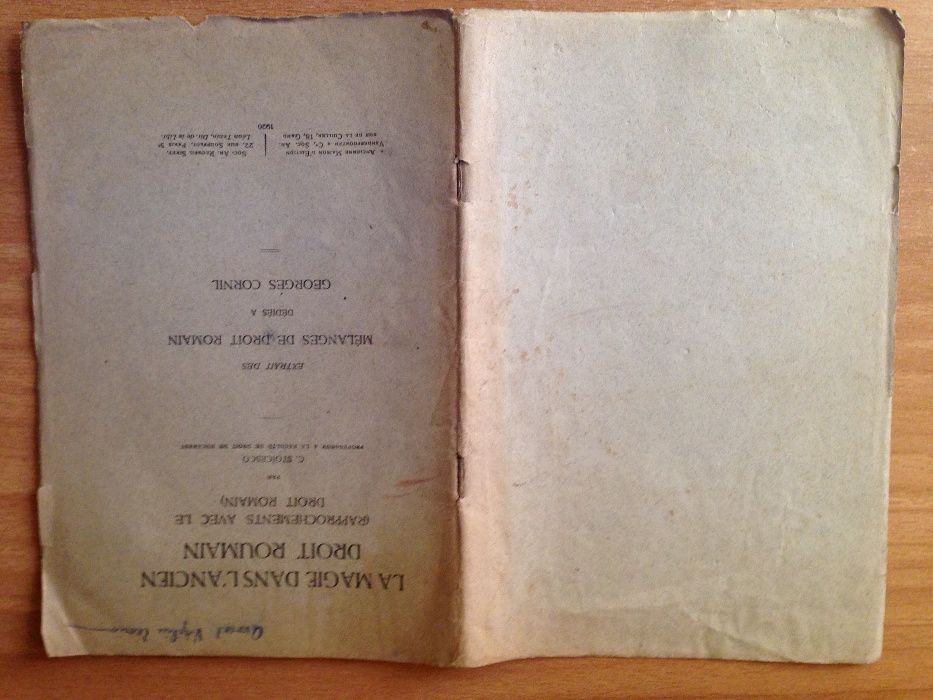 Drept Roman C. Stoicesco 1926 carte rara cu dedicatie V Economu