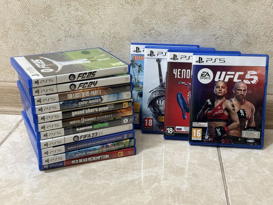Диски на PlayStation 5 FC25 UFC5 MK11 GTAV NFS Spider Man 2 Ведьмак 3