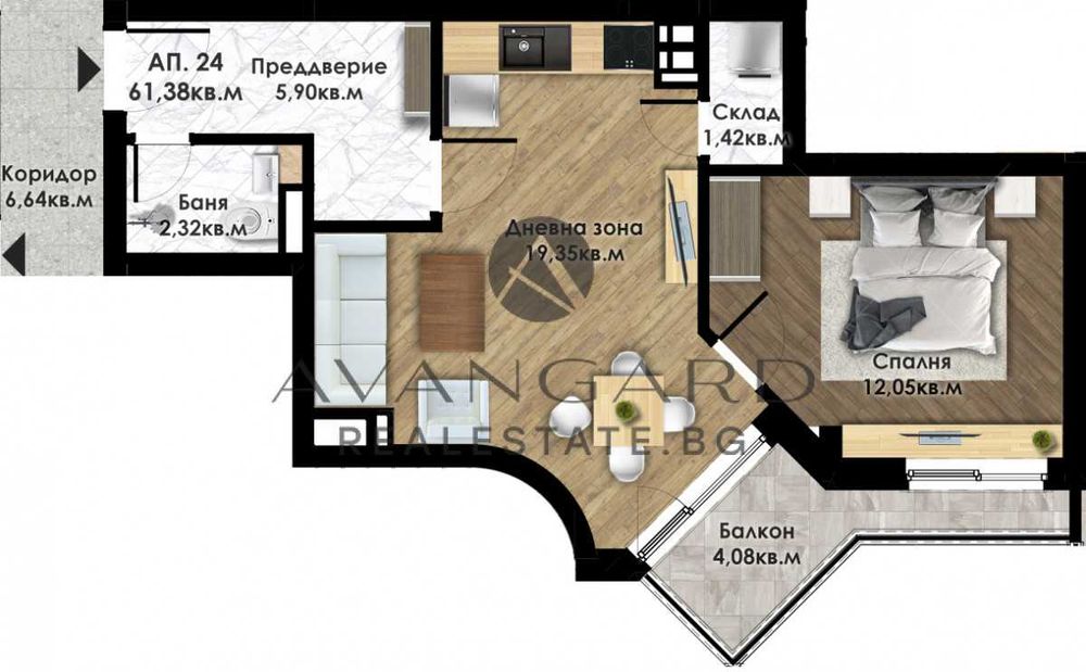 Продава се Двустаен апартамент в Пловдив, Център - 62 кв.м за 1683 €/кв.м - Снимка #1