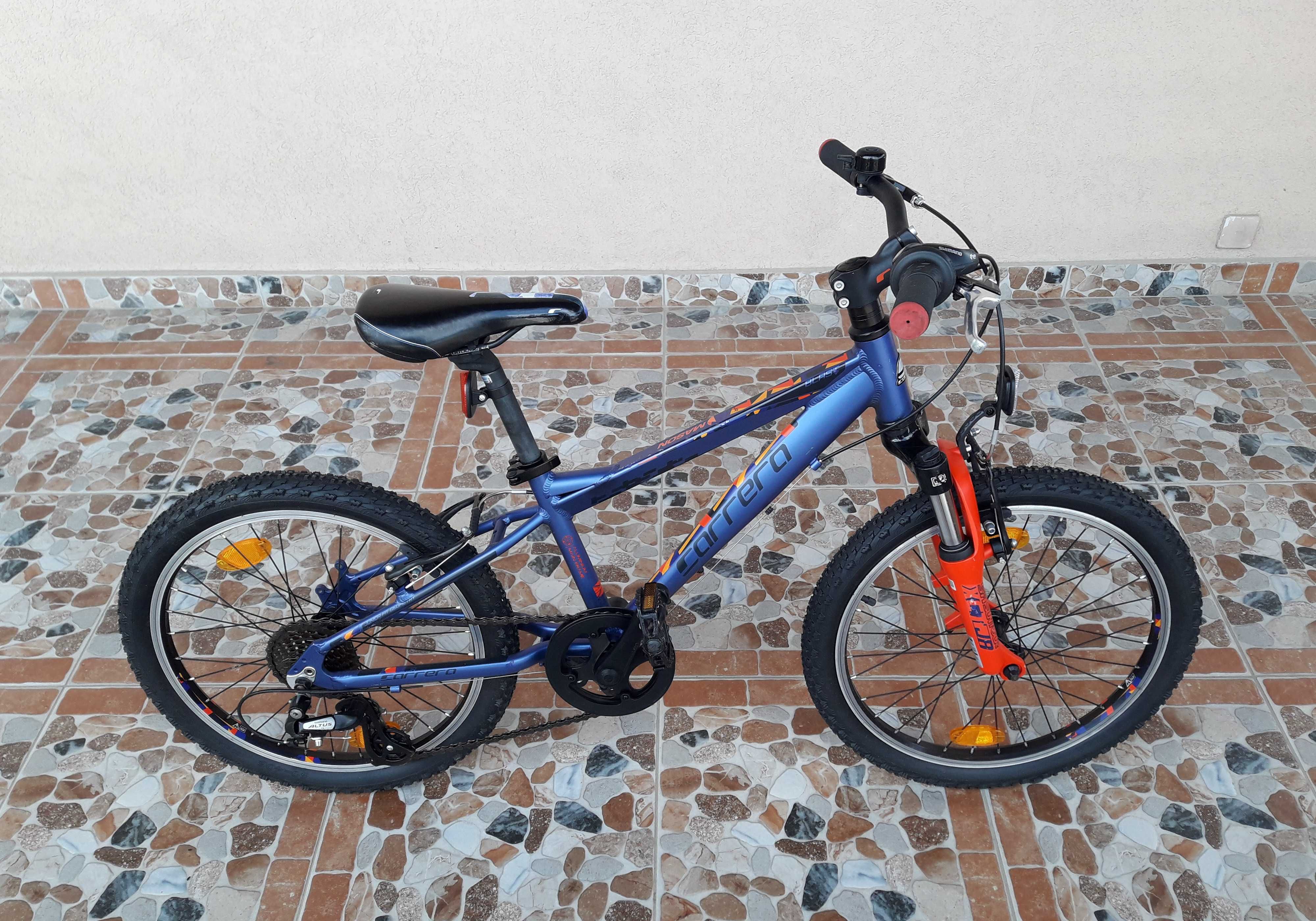 Bicicletă pentru copii Carrera Mason 20’ ALUMINIU, 7 viteze – mov/roșu