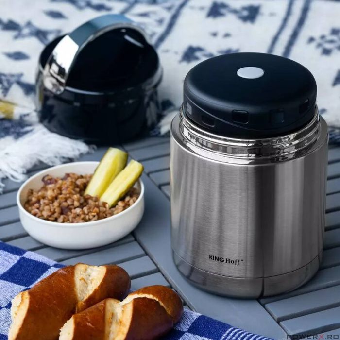 Termos alimentar gri, inox, capacitate 0,8L, Kinghoff