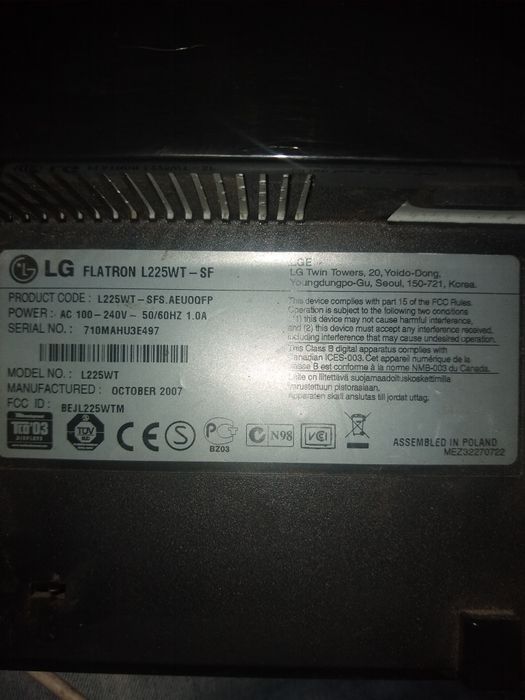 Vând ( URGENT ): Monitor LG L225WT LCD 55,9 cm (22") 1680