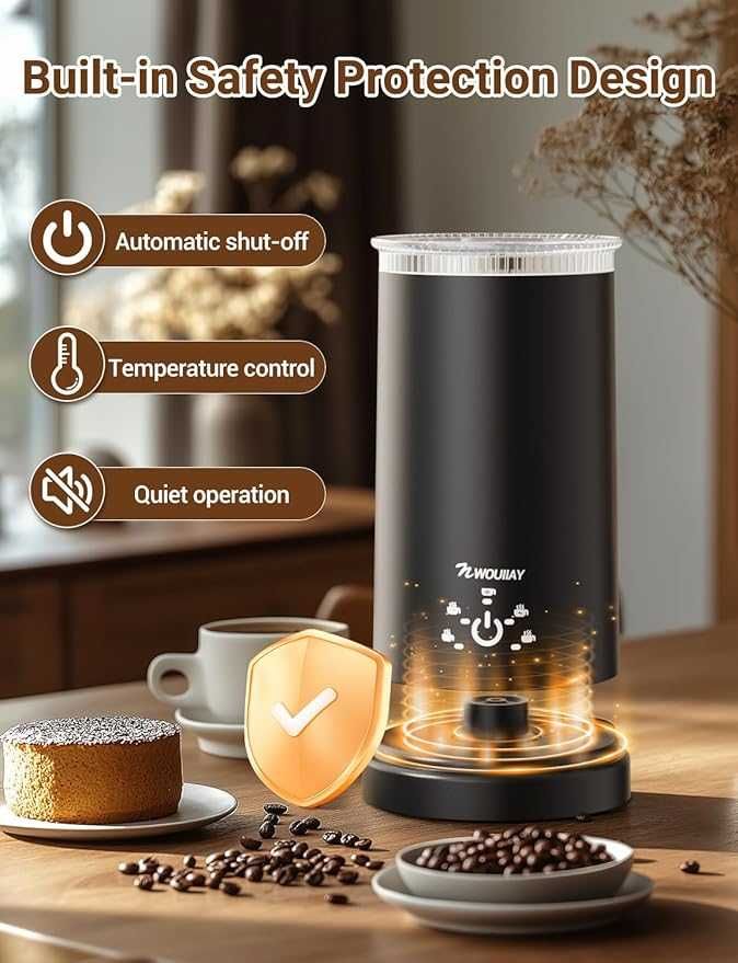 NWOUIIAY 5в1 Разпенител за мляко 600W 350мл топла, студена млечна пяна
