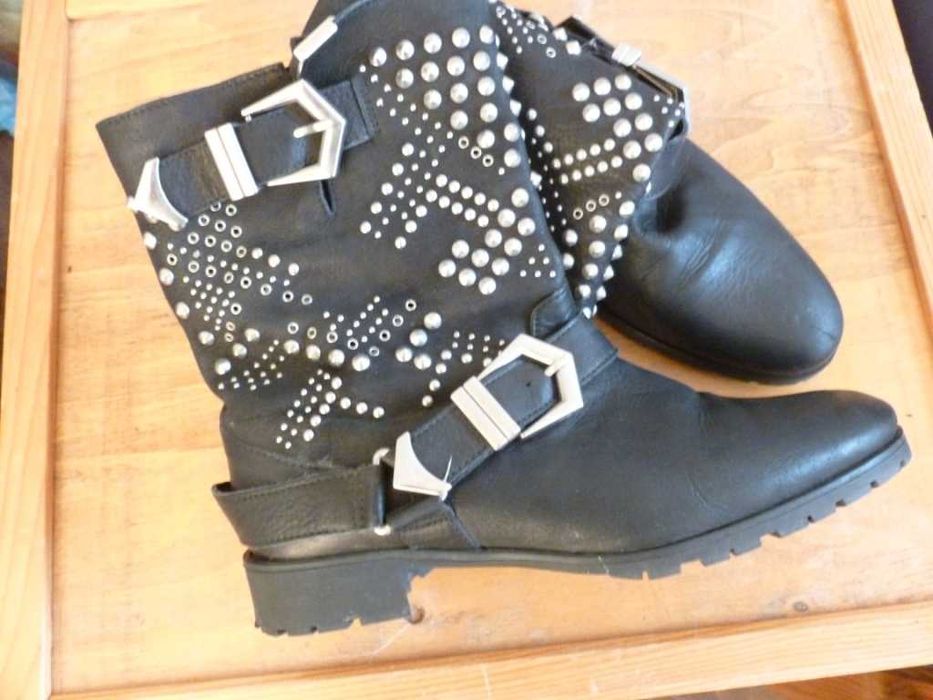 ZARA боти от естествена кожа с кабси